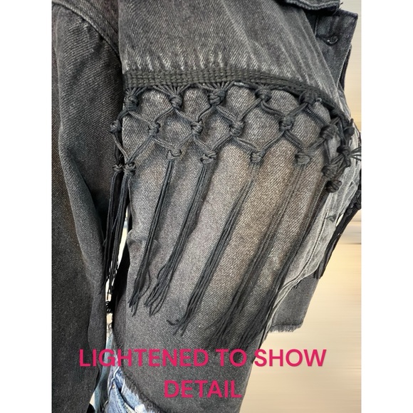 BLUE VELVET Washed out black HOWDY jean jacket S M L - Picture 6 of 8